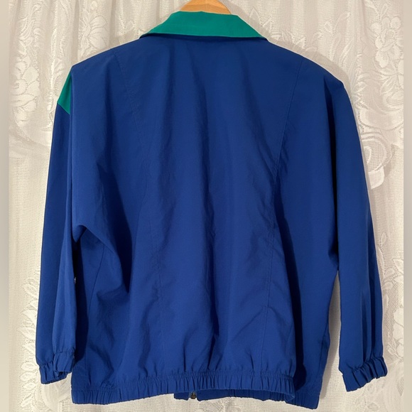 Vintage Koret Colorblock Zip Jacket Teal Royal Blue Size 10 - Picture 2 of 6